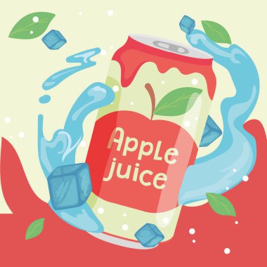 Buzlu elma suyu ve buz küpleri tasarımı.