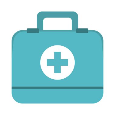 tıbbi ilk yardım çantası simgesi, düz stil