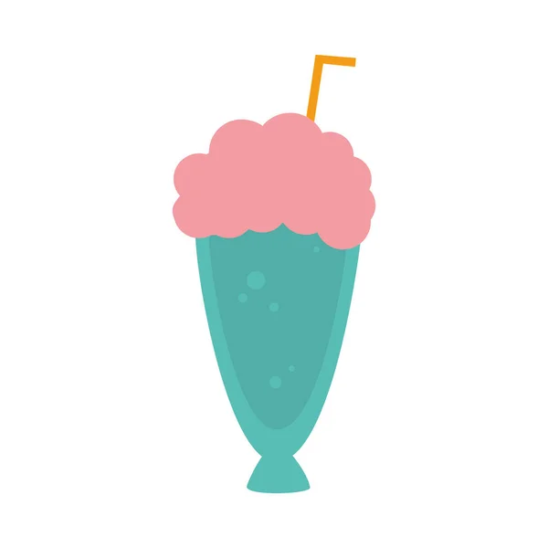 Milkshake glass hand drawn icon, colorful design — Stock Vector