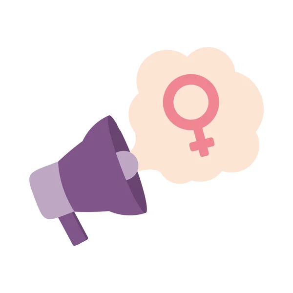 Κορίτσι δύναμη σχεδιασμού, μεγάφωνο με ροζ θηλυκό σύμβολο φύλου, επίπεδη στυλ — Διανυσματικό Αρχείο
