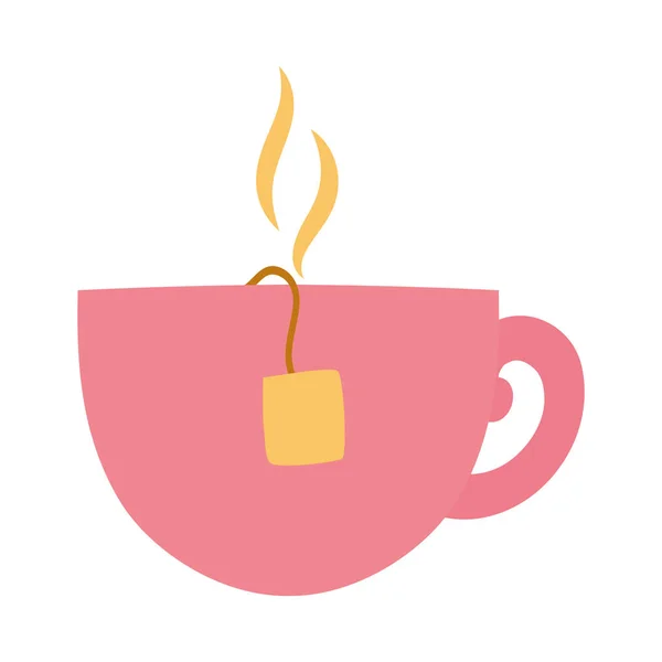 Taza de té dibujado a mano icono, diseño colorido — Vector de stock