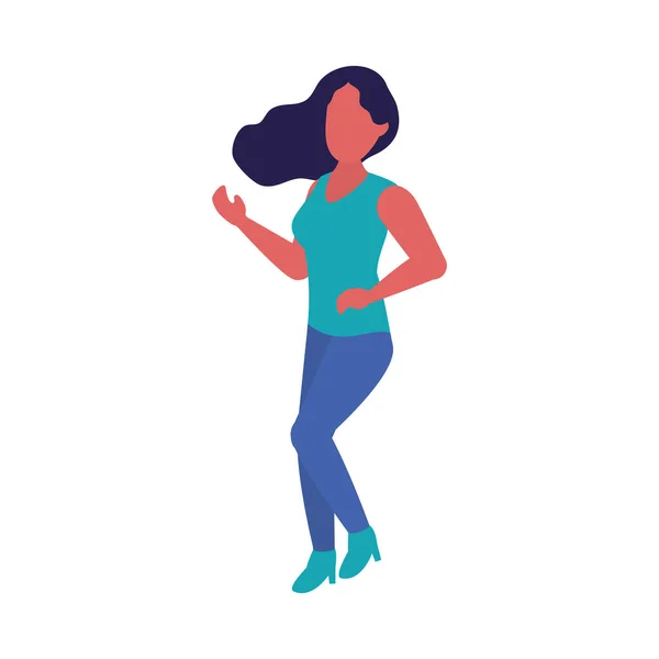 Ikona kreslené ženy tanec, barevný design — Stockový vektor