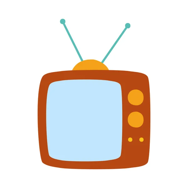 Retro television hand drawn icon, colorful design — стоковый вектор