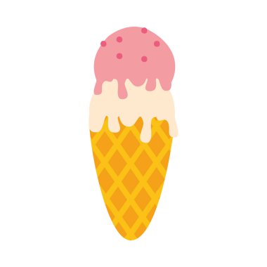 Dondurma külahı el çizimi simgesi, renkli tasarım