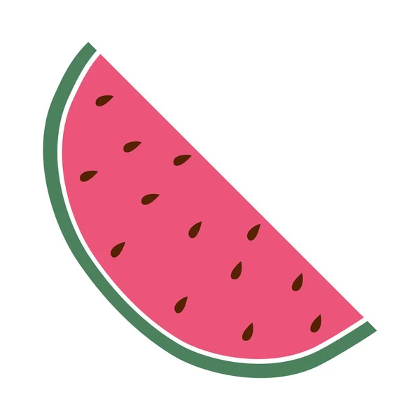 Wassermelonenscheibe handgezeichnetes Symbol, buntes Design — Stockvektor