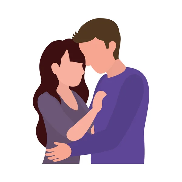 Pareja joven en el amor icono, estilo plano — Vector de stock