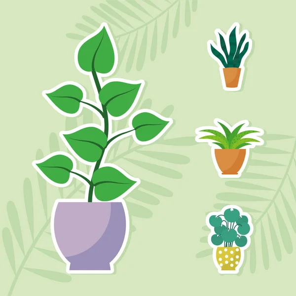 Conjunto de iconos de plantas de interior, diseño colorido — Vector de stock