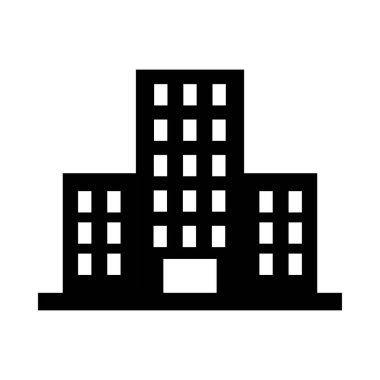 Otel binası simgesi, siluet tarzı