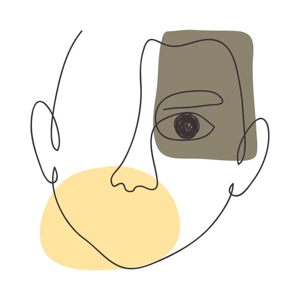Ikona ručně kreslené moderní abstraktní mužské tváře, barevný design — Stockový vektor