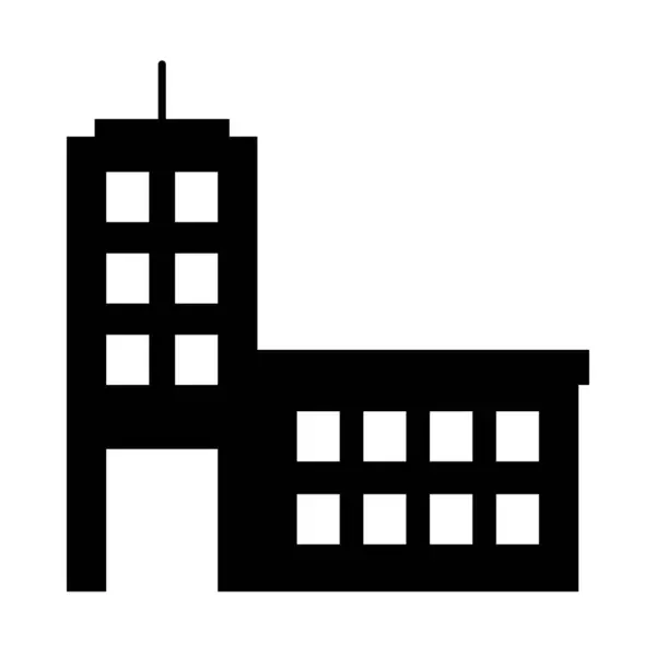 Pictogram van kantoorgebouw, silhouet stijl — Stockvector