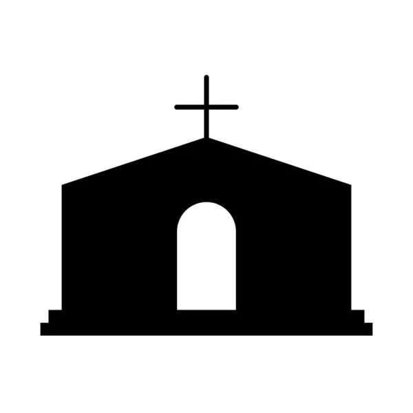 Church building icon, silhouette style — Stock Vector