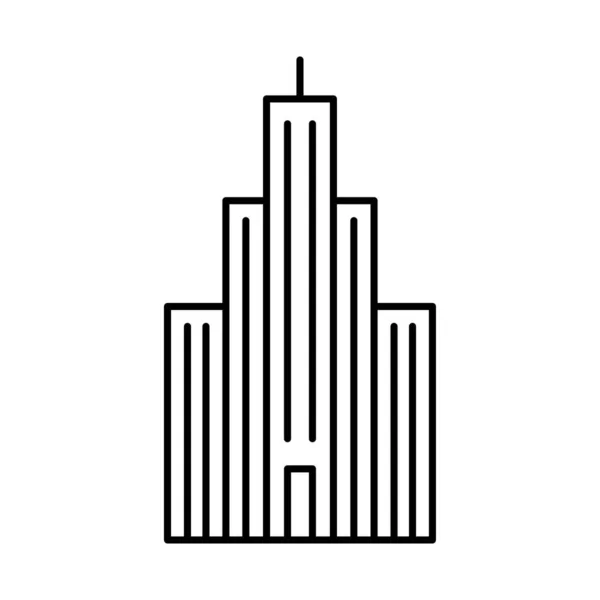 Rascacielos de la ciudad icono de la construcción, estilo de línea — Vector de stock