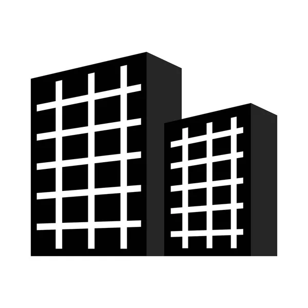 Kantoor gebouw icoon, silhouet stijl — Stockvector