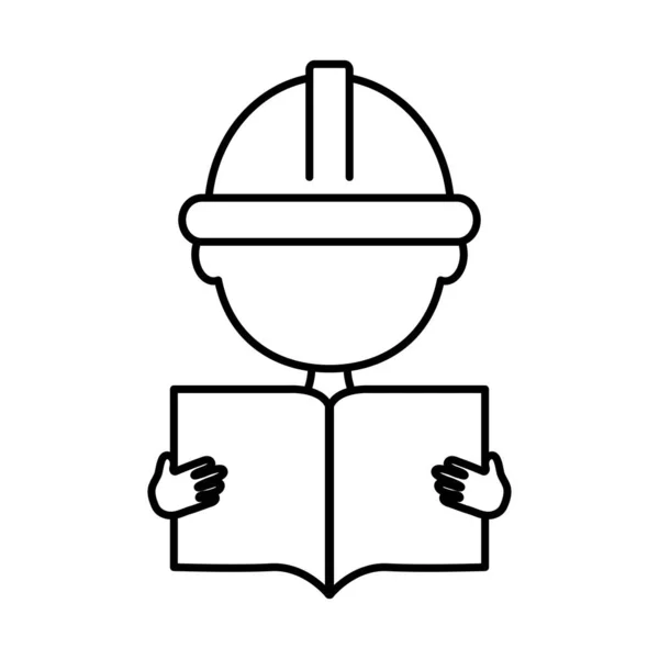 Constructor avatar celebración de un plan de construcción, estilo de línea — Vector de stock