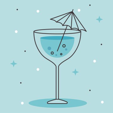 Manhattan kokteyl ikonu, renkli tasarım.