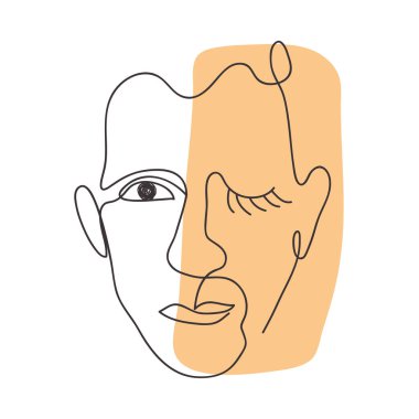 el çizimi modern soyut yüz, renkli tasarım