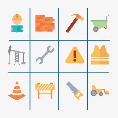 inşaat simgesi seti altında, düz biçimli