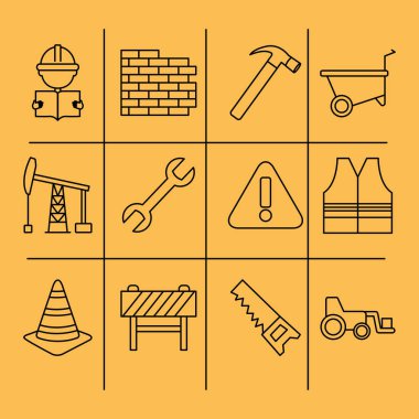 inşaat simgesi seti altında, satır biçimi