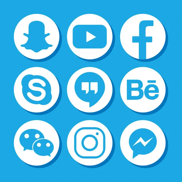 Közösségi média logó szimbólumok ikon készlet, sziluett design — Stock Vector