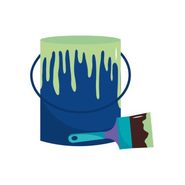 boya kutusu ve fırça simgesi, düz stil