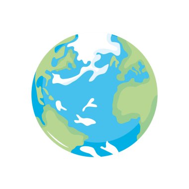 Karlı Dünya gezegeninin simgesi, düz stil.