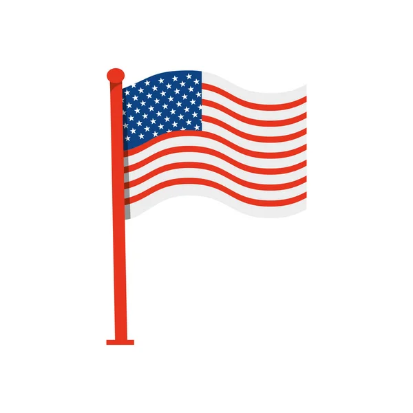 United states of america flag with pole — Stock Vector
