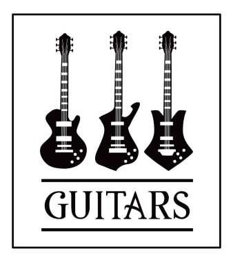 gitar elektrikli enstrüman siyah ve beyaz stil vektör tasarımı