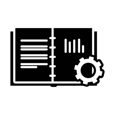 Dişli tekerlek simgesi olan kitap, siluet biçimi