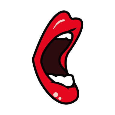 pop sanat açık ağız simgesi, satır ve dolgu stili