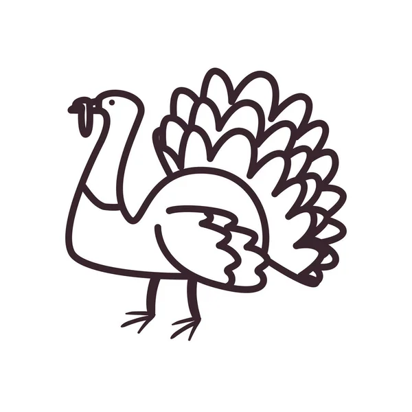 Feliz día de acción de gracias pavo línea estilo icono vector diseño — Archivo Imágenes Vectoriales