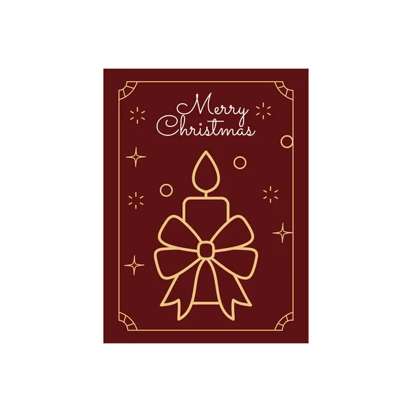 Frohe Weihnachten minimalistische Karte mit Kerze und Bogen Symbol, buntes Design — Stockvektor