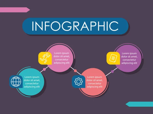 Infographic σχήμα γύρο με τέσσερις επιλογές ή βήματα για την παρουσίαση — Διανυσματικό Αρχείο