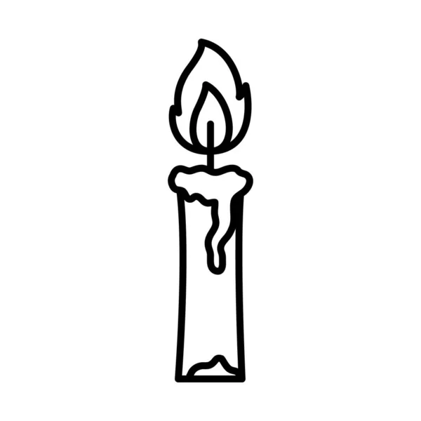 Значок горящей свечи, стиль линии — стоковый вектор