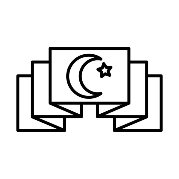 Ruban décoratif avec motif drapeau de dinde, style ligne — Image vectorielle