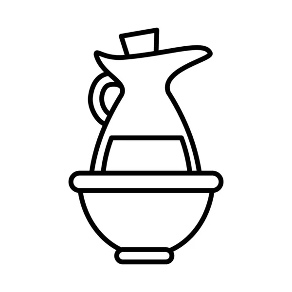 Hanukkah jug of oil icon, line style — Stock Vector