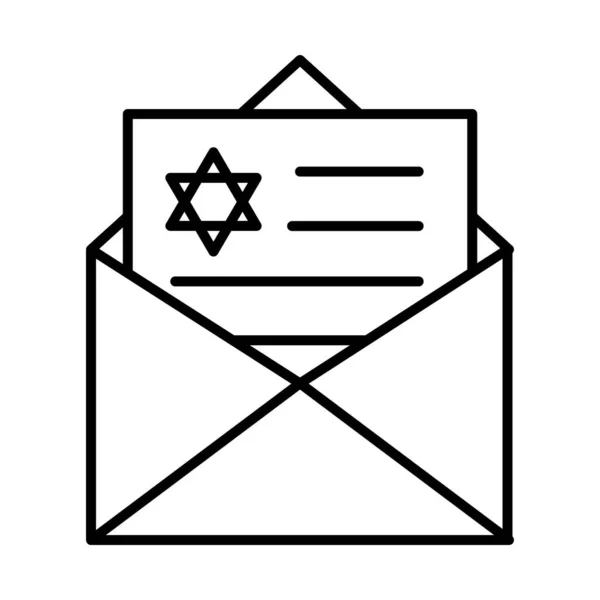 Ícone envelope hanukkah, estilo de linha —  Vetores de Stock