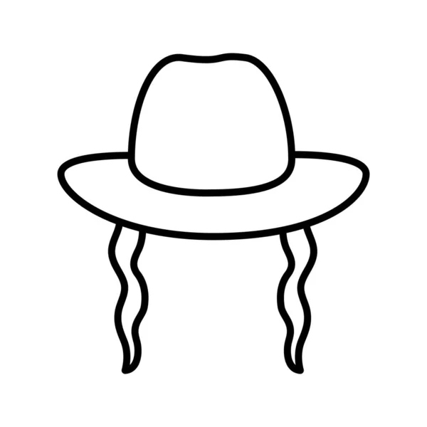 Икона еврейской шляпы, стиль линии — стоковый вектор