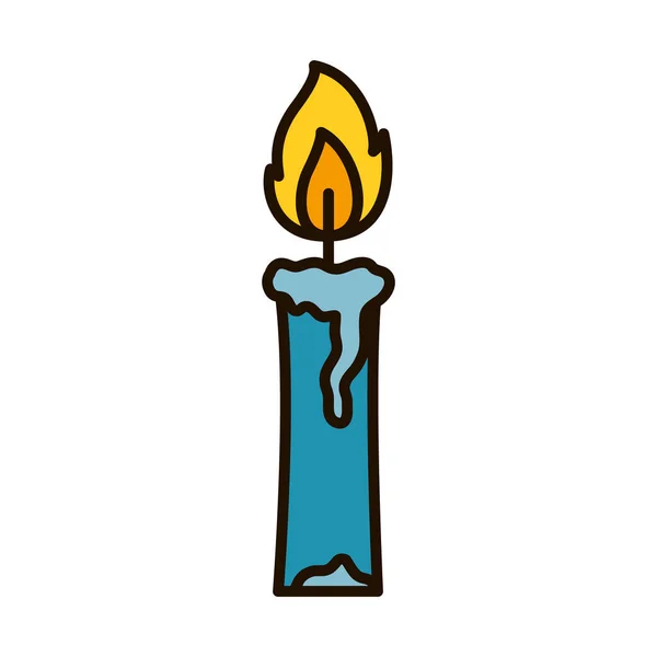 Icono de quema de velas, línea y estilo de relleno — Vector de stock