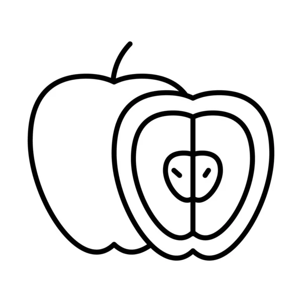Icono de manzana y mitad, estilo de línea — Vector de stock