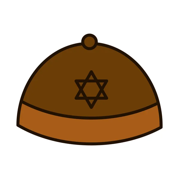 Żydowska ikona kippah, linia i styl wypełnienia — Wektor stockowy