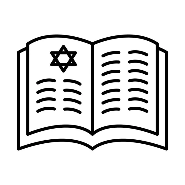 Hanukkah torah book icon, line style — Stock Vector