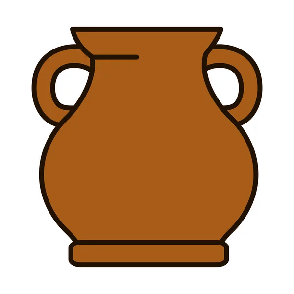 Icône de cruche en argile, ligne et style de remplissage — Image vectorielle