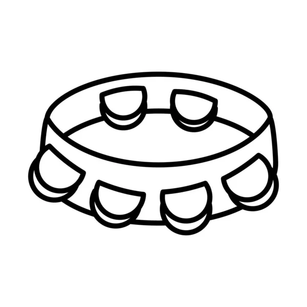 Tamburin ikon bild, linje stil — Stock vektor