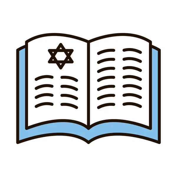 Hanukkah torah book icon, line and fill style — Stock Vector