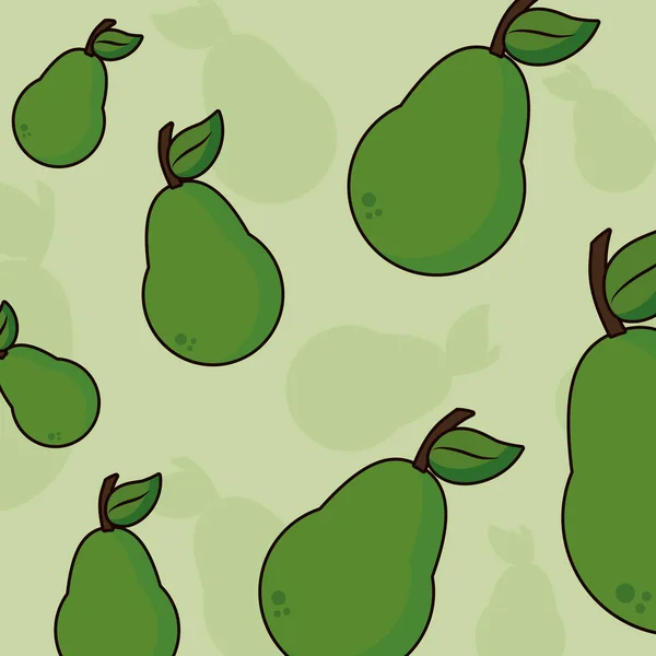 Motif vert de fruits de poires, design coloré — Image vectorielle