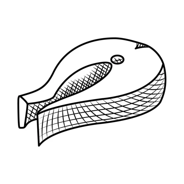 Filete de pescado icono de filete, mano dibujar estilo — Archivo Imágenes Vectoriales