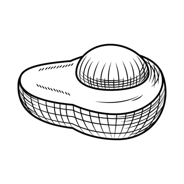 Ícone de abacate meio, estilo de desenho à mão — Vetor de Stock