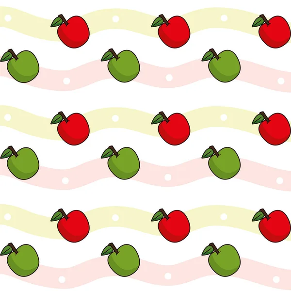 Padrão de maçãs vermelhas e verdes, design colorido — Vetor de Stock