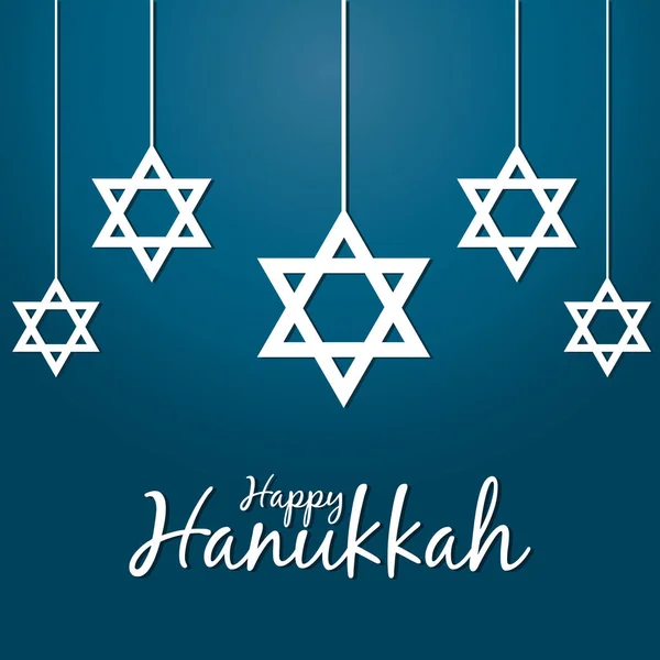 Conception heureuse hanukkah avec étoiles david pendaison, ligne et le style de remplissage — Image vectorielle
