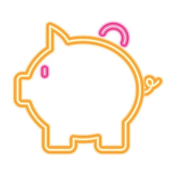 Piggy bank icon, neon style — стоковый вектор